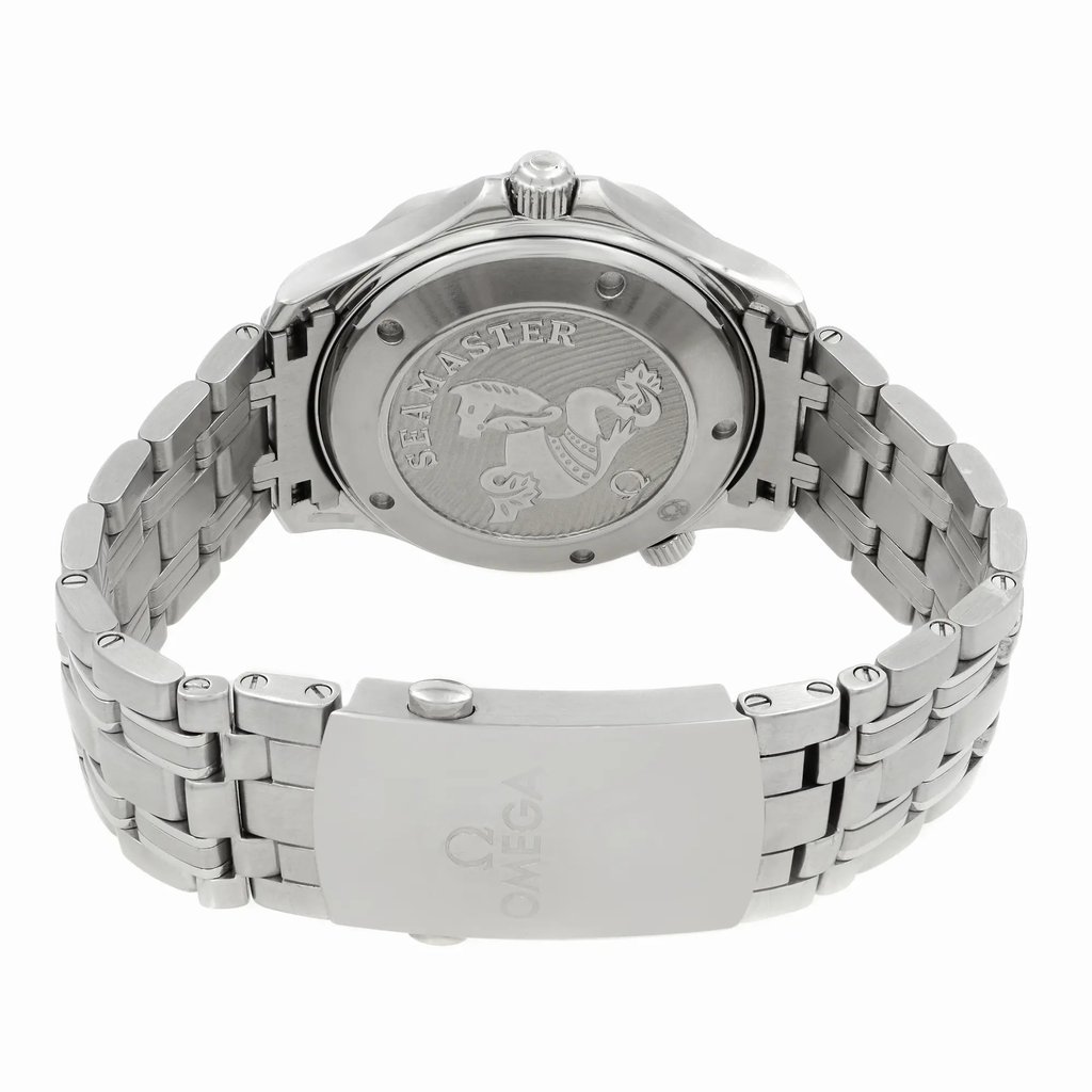 Back View Of Screwback Back Case And Closed Stainless Steel Band Of OMEGA 212.30.41.20.03.001 Watch Pre Owned Condition