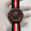 An image of a Wristwatch by Luminox. This Unworn item is designed for Men, featuring a Diver,Military style. It has a Quartz movement and an Analog display with a Black dial color. The indices include 12-Hour Dial,Arabic Numerals,Multi Dial. The band is made of Nylon and the case is made of Stainless Steel. The watch has a Round shape with a case size of 44 mm and a case thickness of 14 mm.
