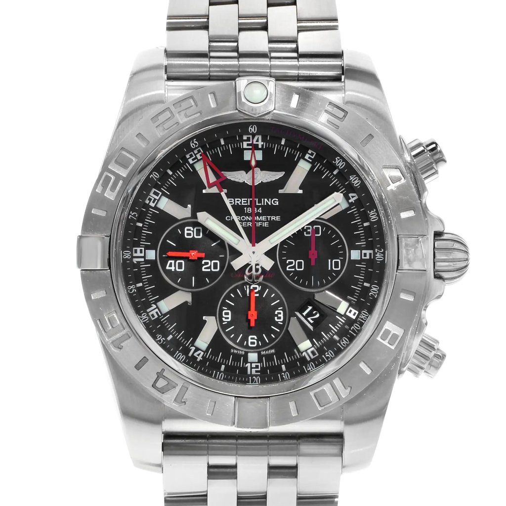 Up Close Front Facing Picture Of Breitling AB041210/BB48-384A Stainless Steel Watch Pre Owned Condition