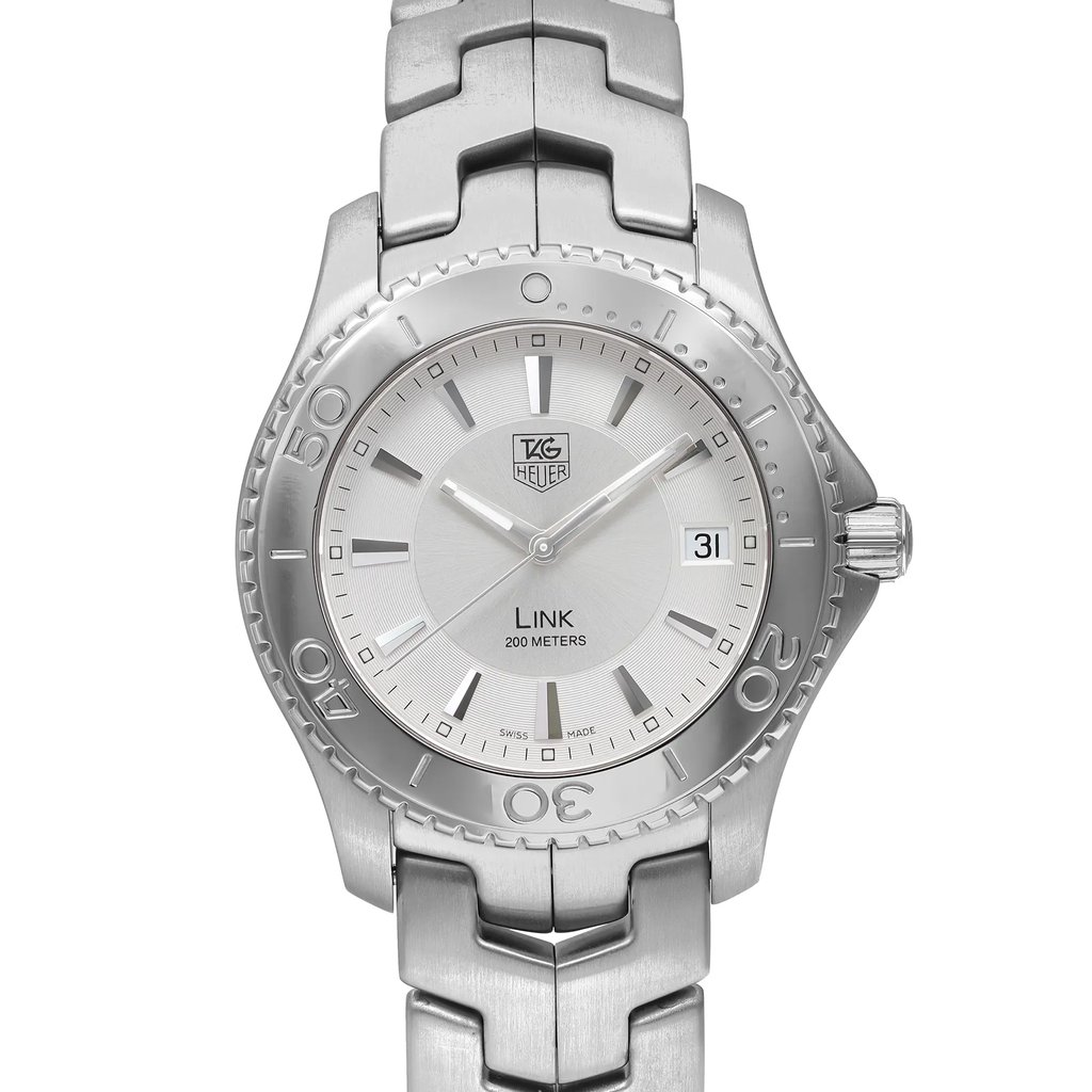 Up Close Front Facing Picture Of TAG Heuer WJ1111.BA0570 Stainless Steel Watch Pre Owned Condition
