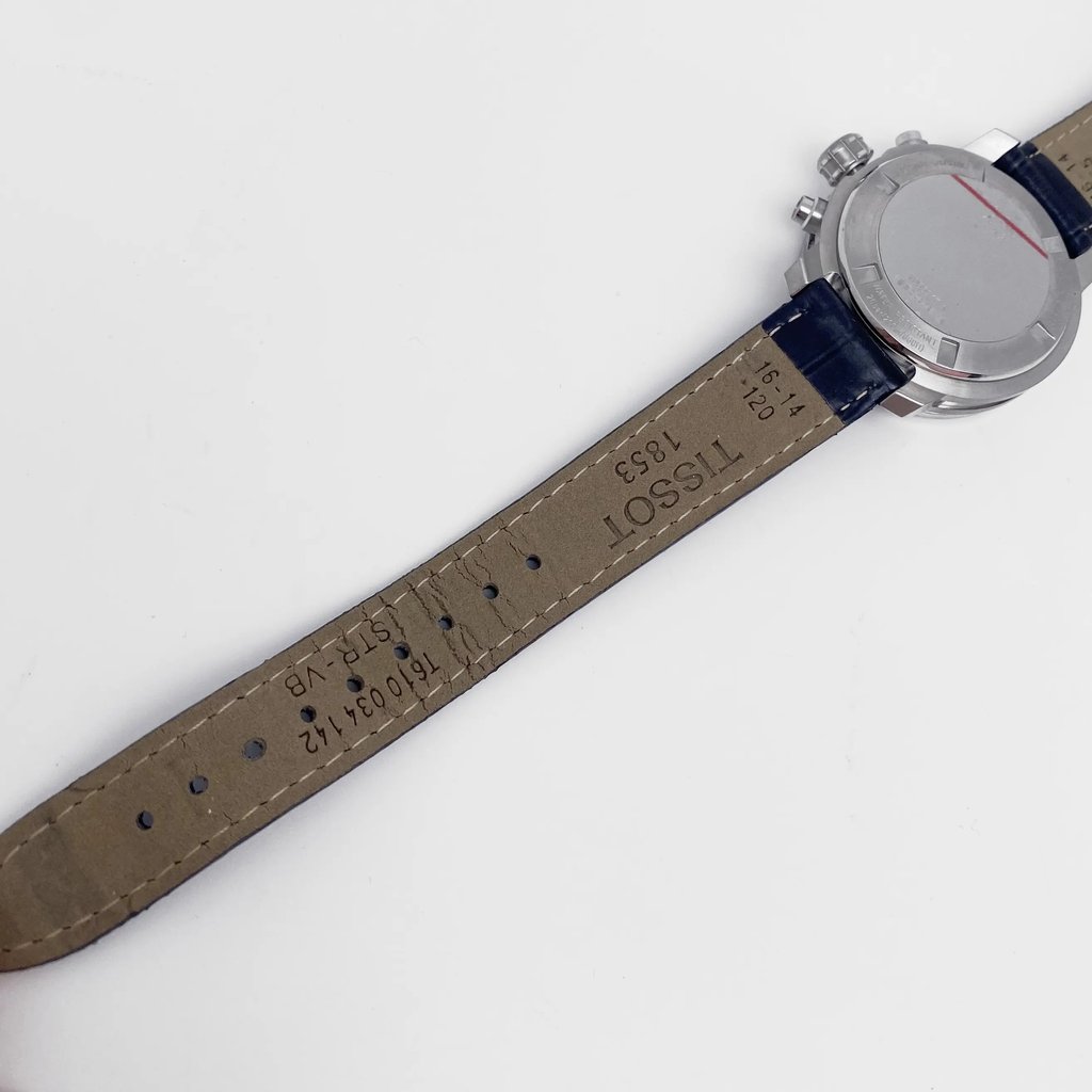 Back View Of Solid Back Case And Open Leather Band Of Tissot T055.217.16.032.02 Watch New With Defects Condition