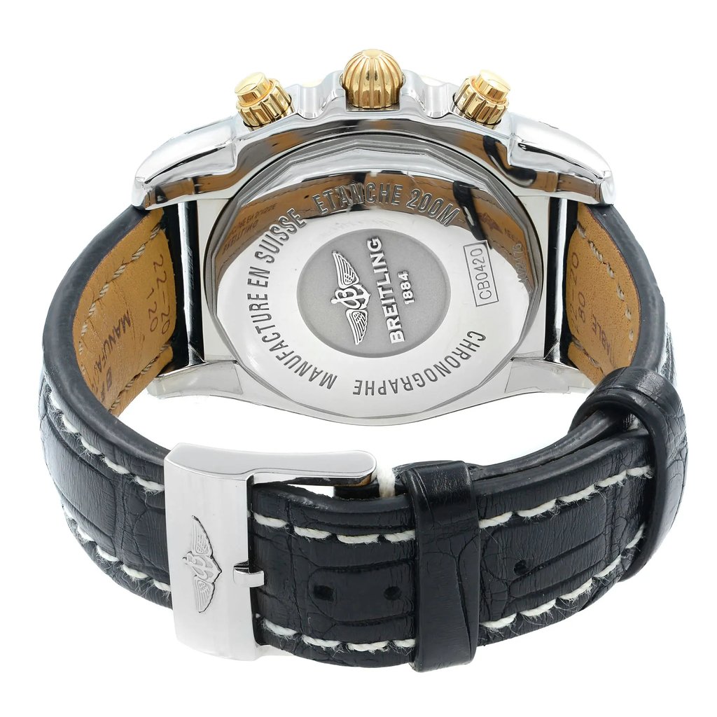 Back View Of {Caseback} Back Case And Closed Leather Band Of Breitling CB042012/BB86-743P Watch Display Model Condition