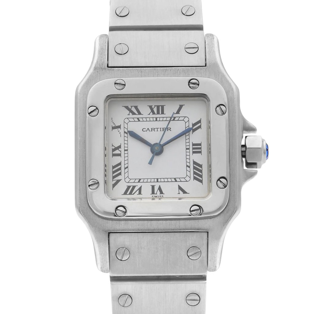 Up Close Front Facing Picture Of Cartier 901 Stainless Steel Watch Pre Owned Condition