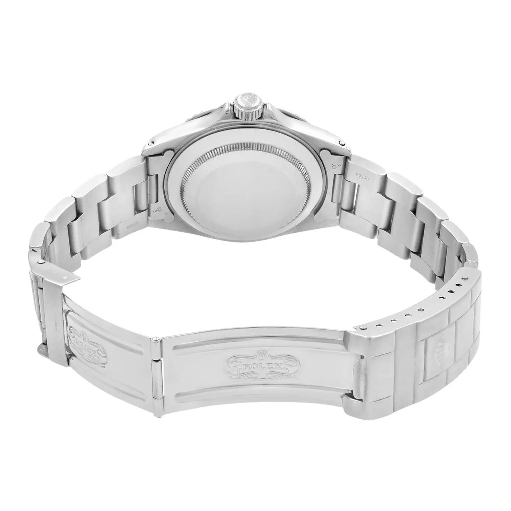 Back View Of Solid Back Case And Open Stainless Steel Band Of Rolex 14060M Watch Pre Owned Condition