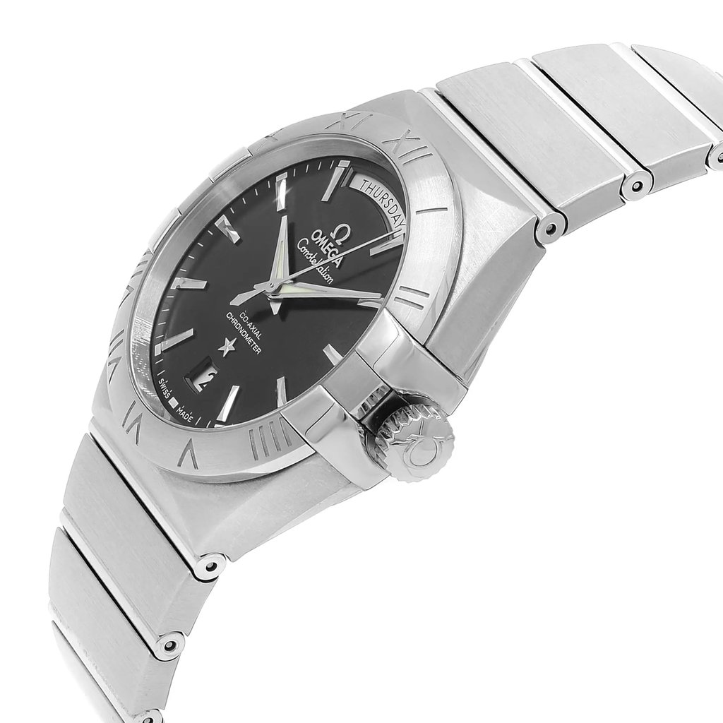 View Of Crown Facing Side Of OMEGA 123.10.38.22.01.001 Stainless Steel Watch Pre Owned Condition