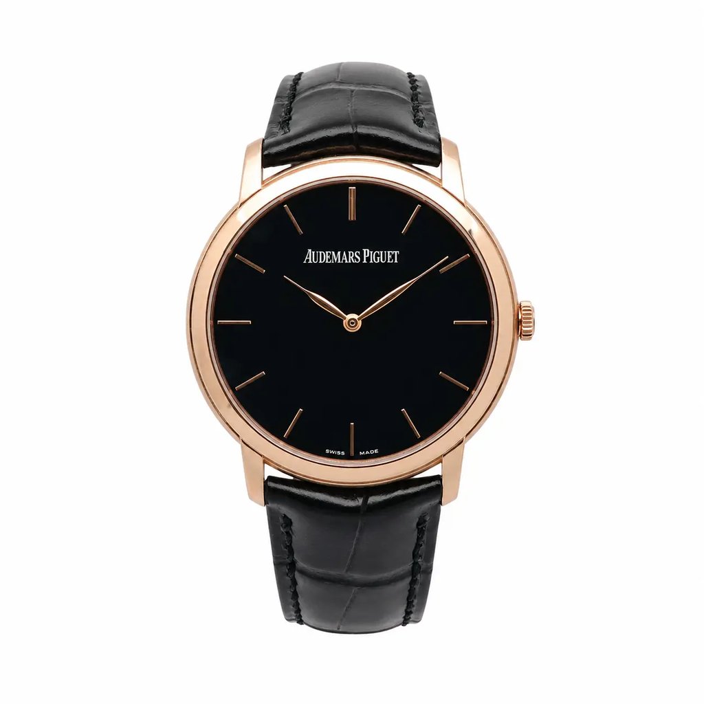 Front Full View Of Audemars Piguet 15180OR.A088CR.01 Rose Gold Watch Pre Owned Condition {Product Condition}