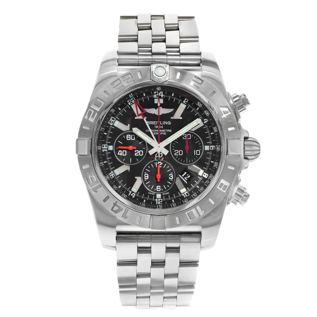 Front Full View Of Breitling AB041210/BB48-384A Stainless Steel Watch Pre Owned Condition {Product Condition}