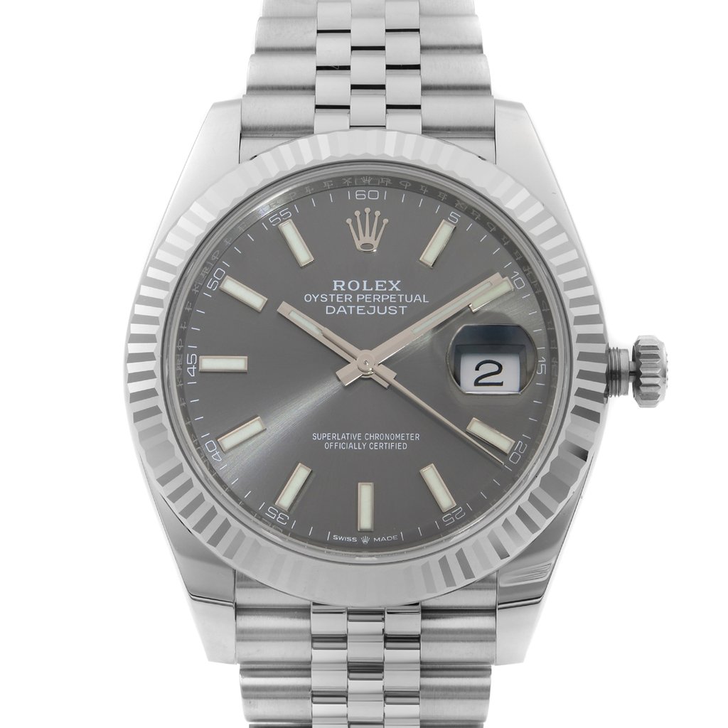 Up Close Front Facing Picture Of Rolex 126334 Stainless Steel Watch Unworn Condition