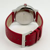 Back View Of Solid Back Case And Closed Leather Band Of Mondaine MSE.30210.LC Watch Display Model Condition