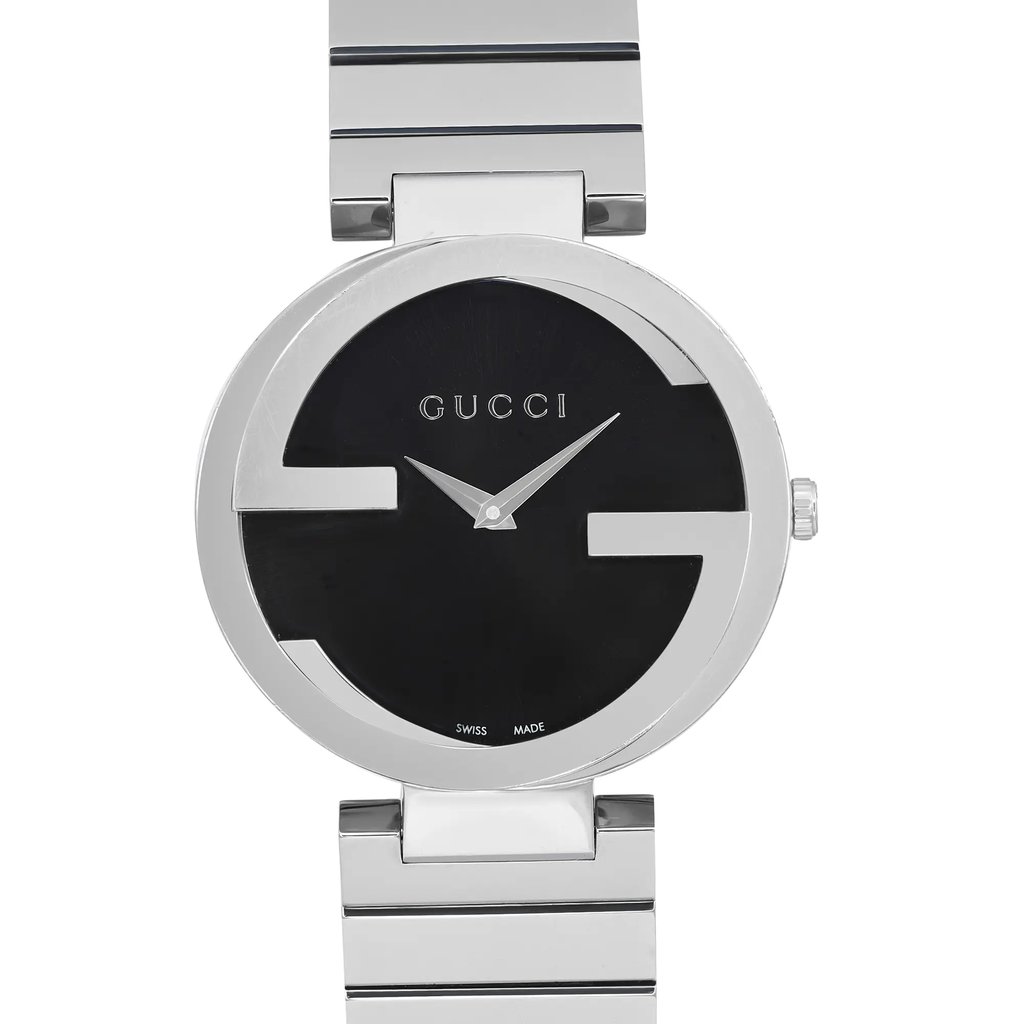 Up Close Front Facing Picture Of Gucci YA133307 Stainless Steel Watch Pre Owned Condition