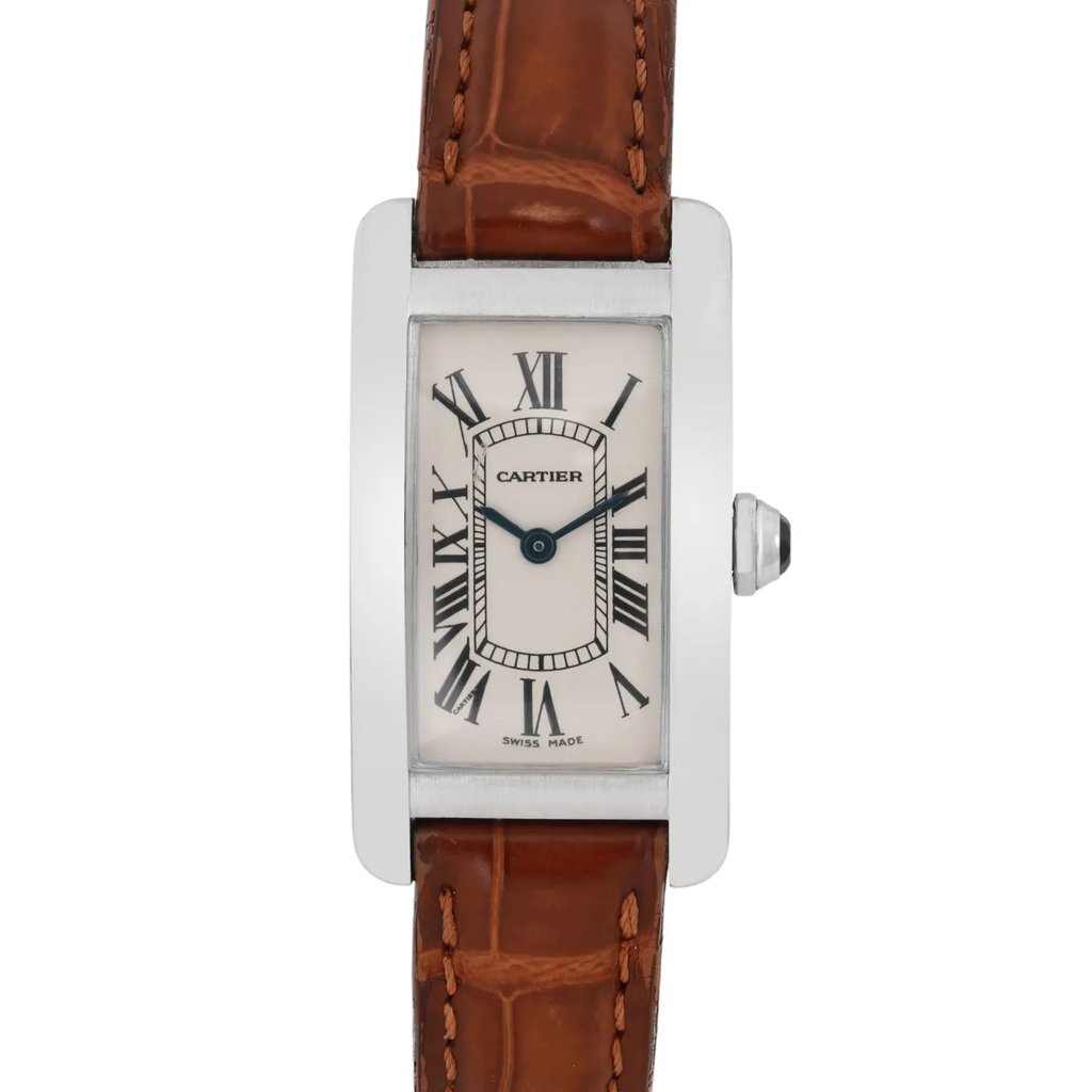Front Full View Of Cartier 1713 White Gold Watch Pre Owned Condition Good