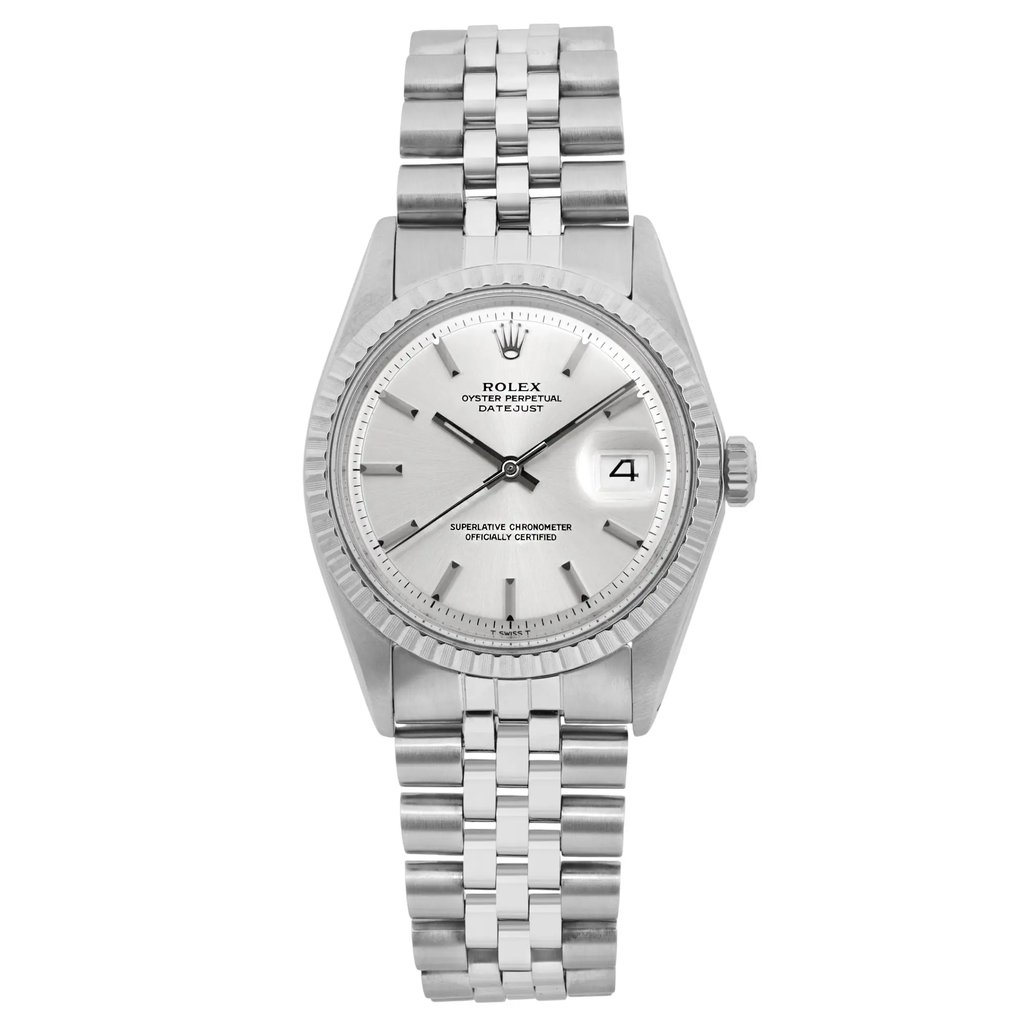 Front Full View Of Rolex 1603 Stainless Steel Watch Pre Owned Condition Good