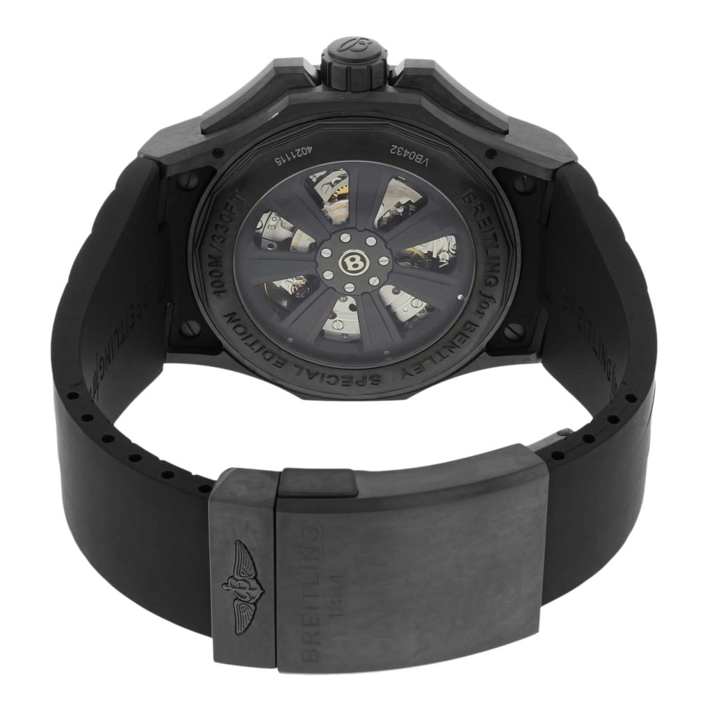 Back View Of {Caseback} Back Case And Closed Rubber Band Of Breitling VB043222/BD69-222S Watch Display Model Condition