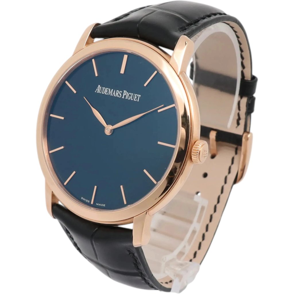 View Of Crown Facing Side Of Audemars Piguet 15180OR.A088CR.01 Rose Gold Watch Pre Owned Condition