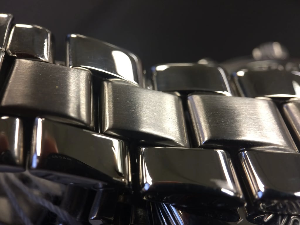 Up Close Front Facing Picture Of Breitling Colt Ocean Stainless Steel Watch Pre Owned Condition
