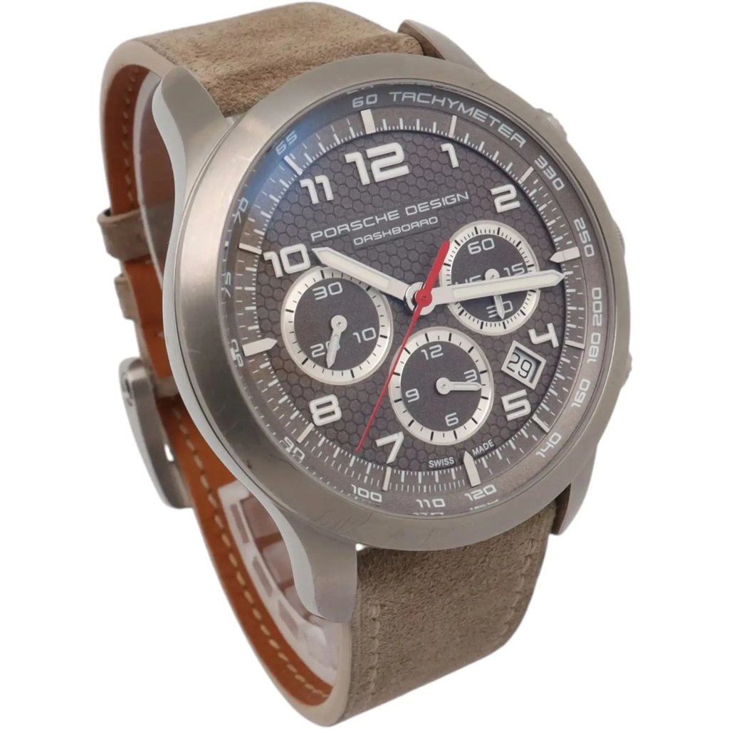 View Of Opposite Crown Facing Side Of Porsche Design 6612.11/3 Titanium Watch Pre Owned Condition