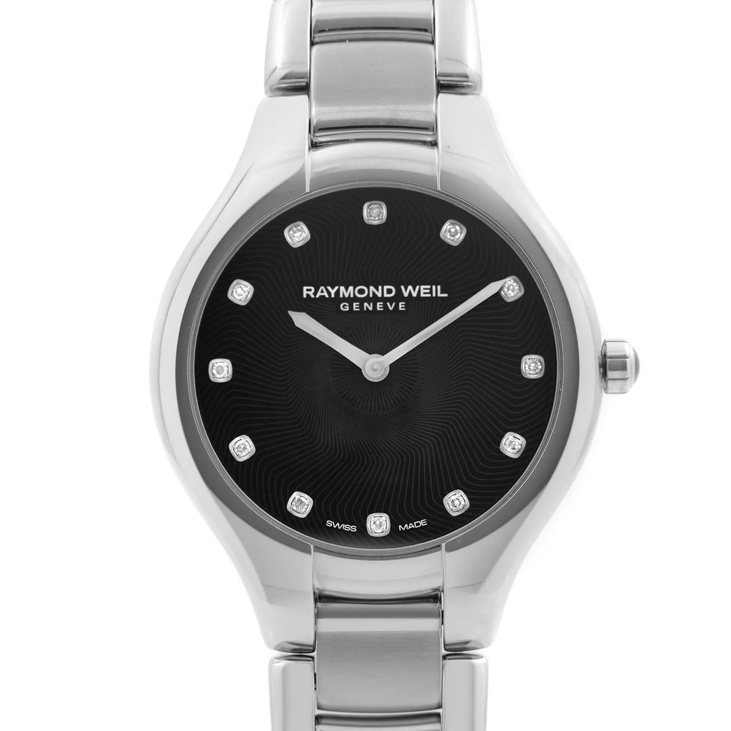 Up Close Front Facing Picture Of RAYMOND WEIL 5132-ST-20081 Stainless Steel Watch New Condition
