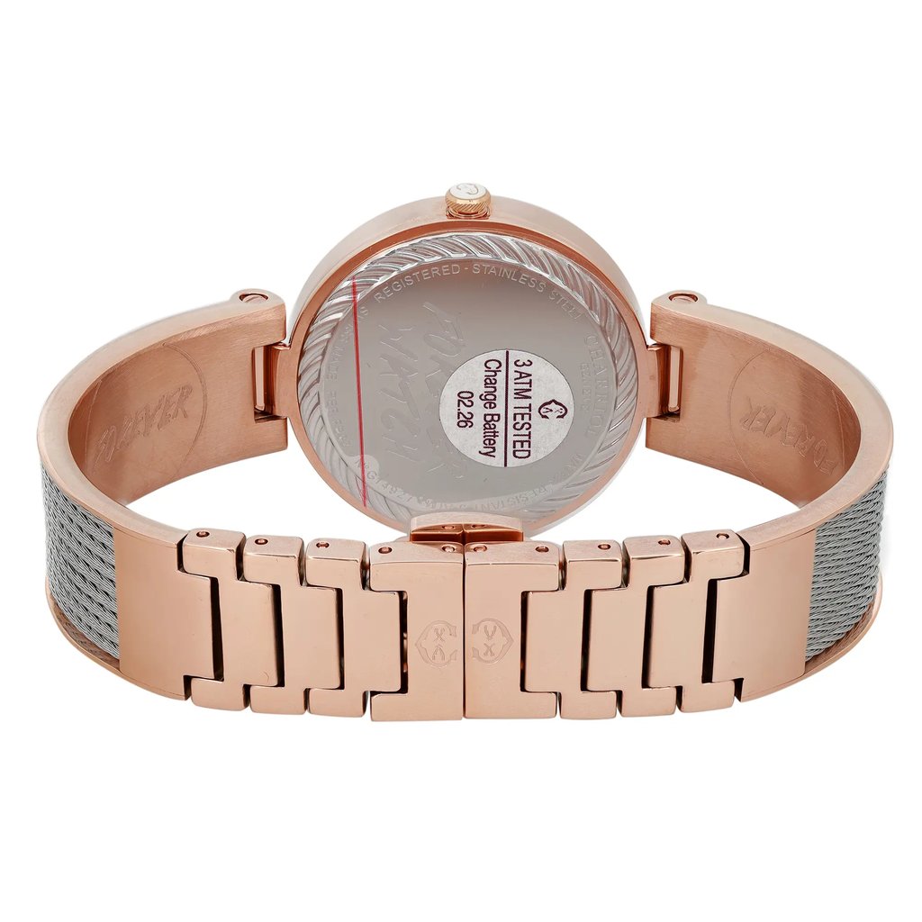 Back View Of Snap Back Case And Closed Stainless Steel Band Of Charriol FE32.102.029 Watch New With Defects Condition