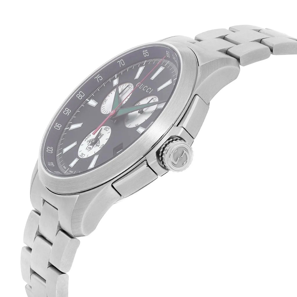 View Of Crown Facing Side Of Gucci YA126267 Stainless Steel Watch Pre Owned Condition