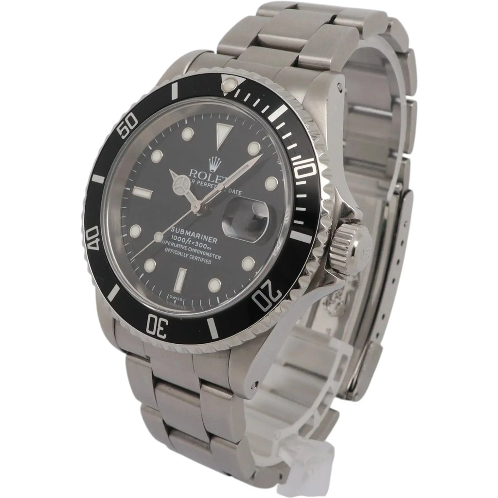 View Of Crown Facing Side Of Rolex 16610 Stainless Steel Watch Pre Owned Condition