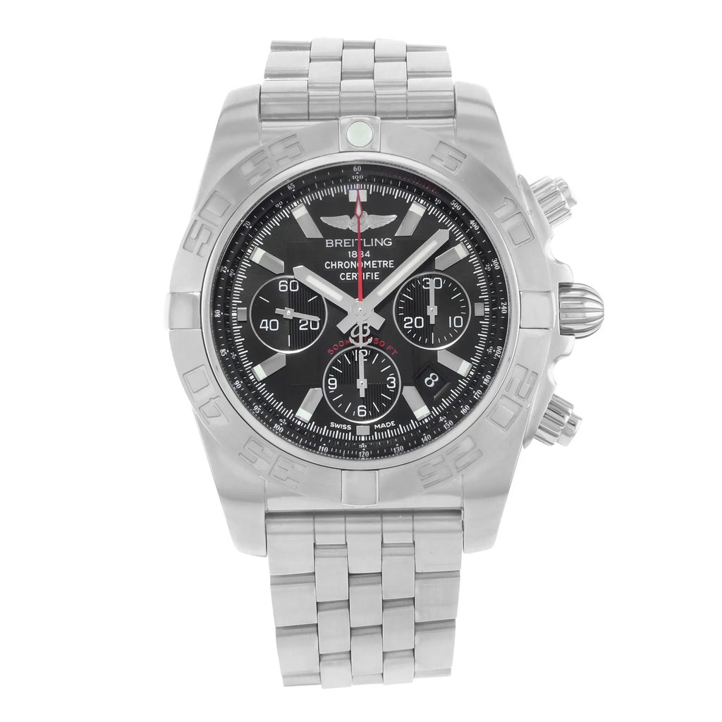 Front Full View Of Breitling AB011010/BB08-377A Stainless Steel Watch Pre Owned Condition {Product Condition}