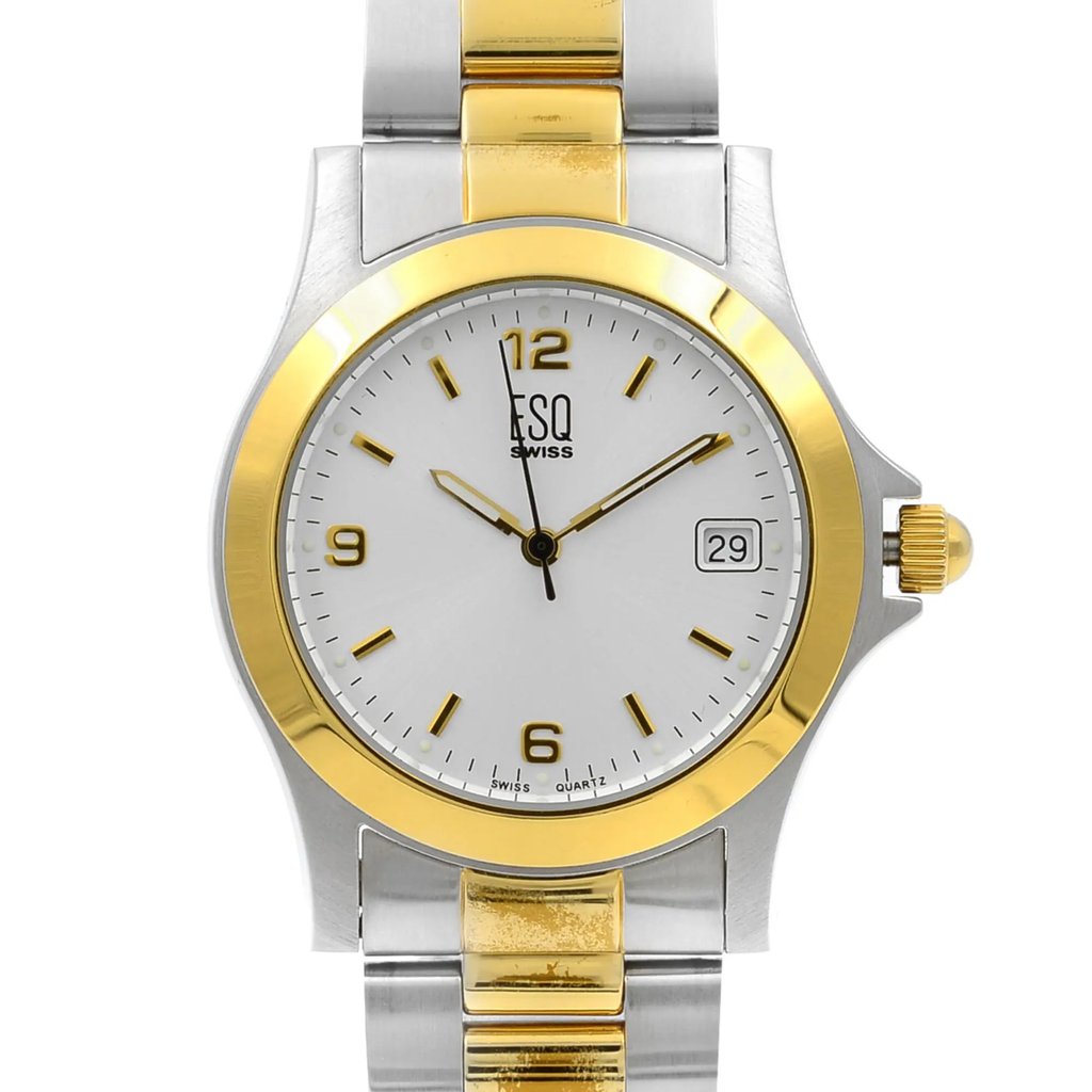 Up Close Front Facing Picture Of ESQ 7300487 Stainless Steel Watch Pre Owned Condition