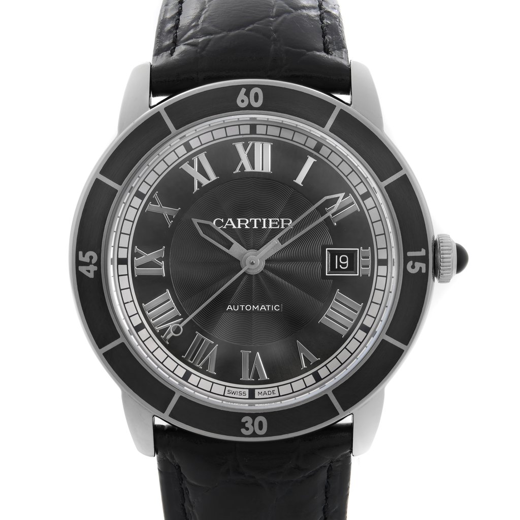 Up Close Front Facing Picture Of Cartier WSRN0003 Stainless Steel Watch Pre Owned Condition