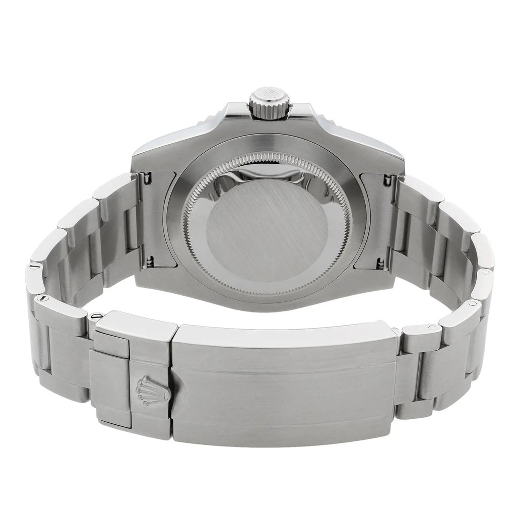 Back View Of Screwback Back Case And Closed Stainless Steel Band Of Rolex 114060 Watch Pre Owned Condition