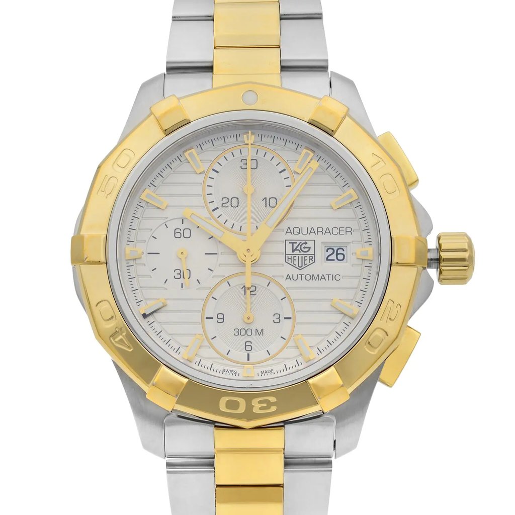 Up Close Front Facing Picture Of TAG Heuer CAP2120.BB0834 Stainless Steel Watch Pre Owned Condition