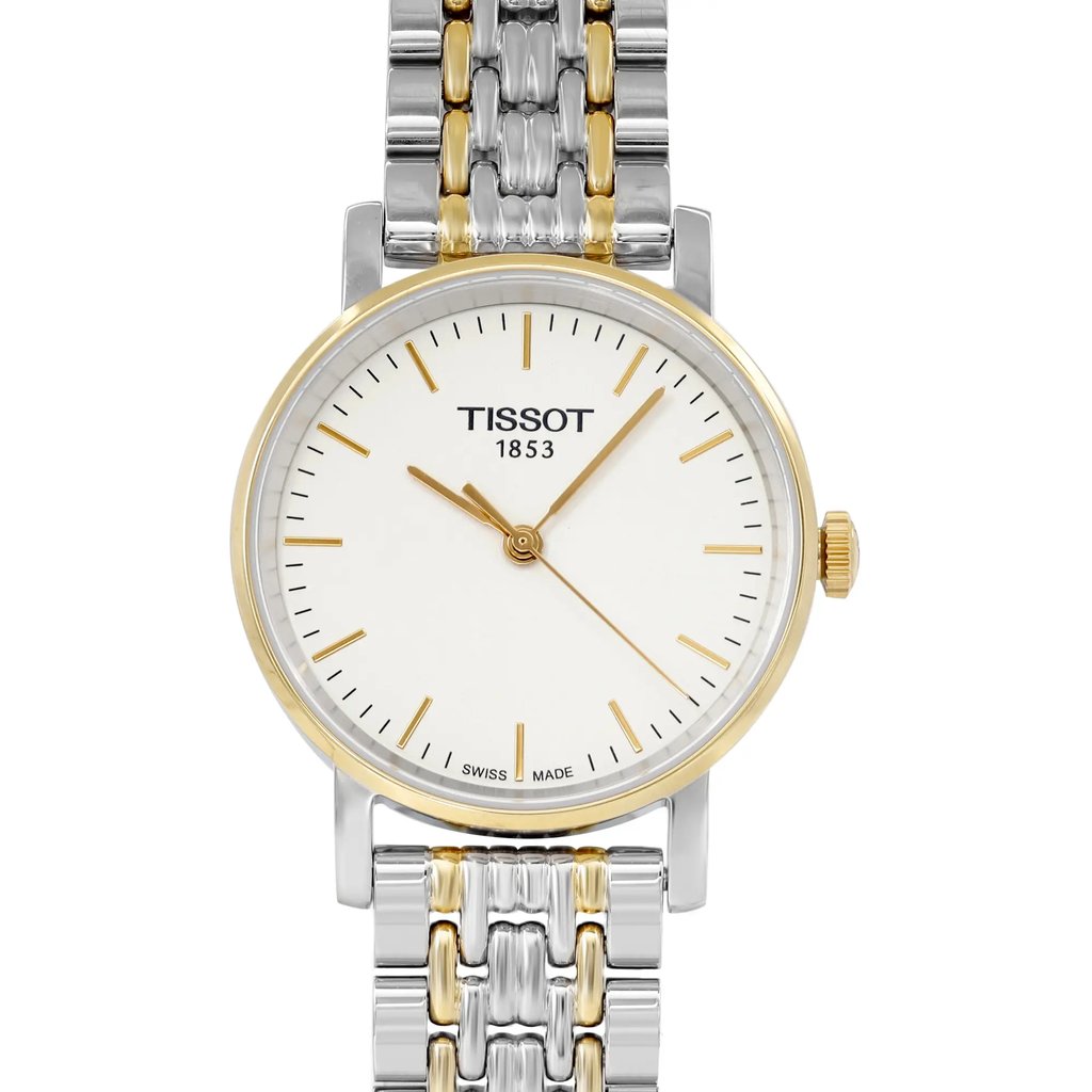 Up Close Front Facing Picture Of Tissot T109.210.22.031.00 Stainless Steel Watch Display Model Condition