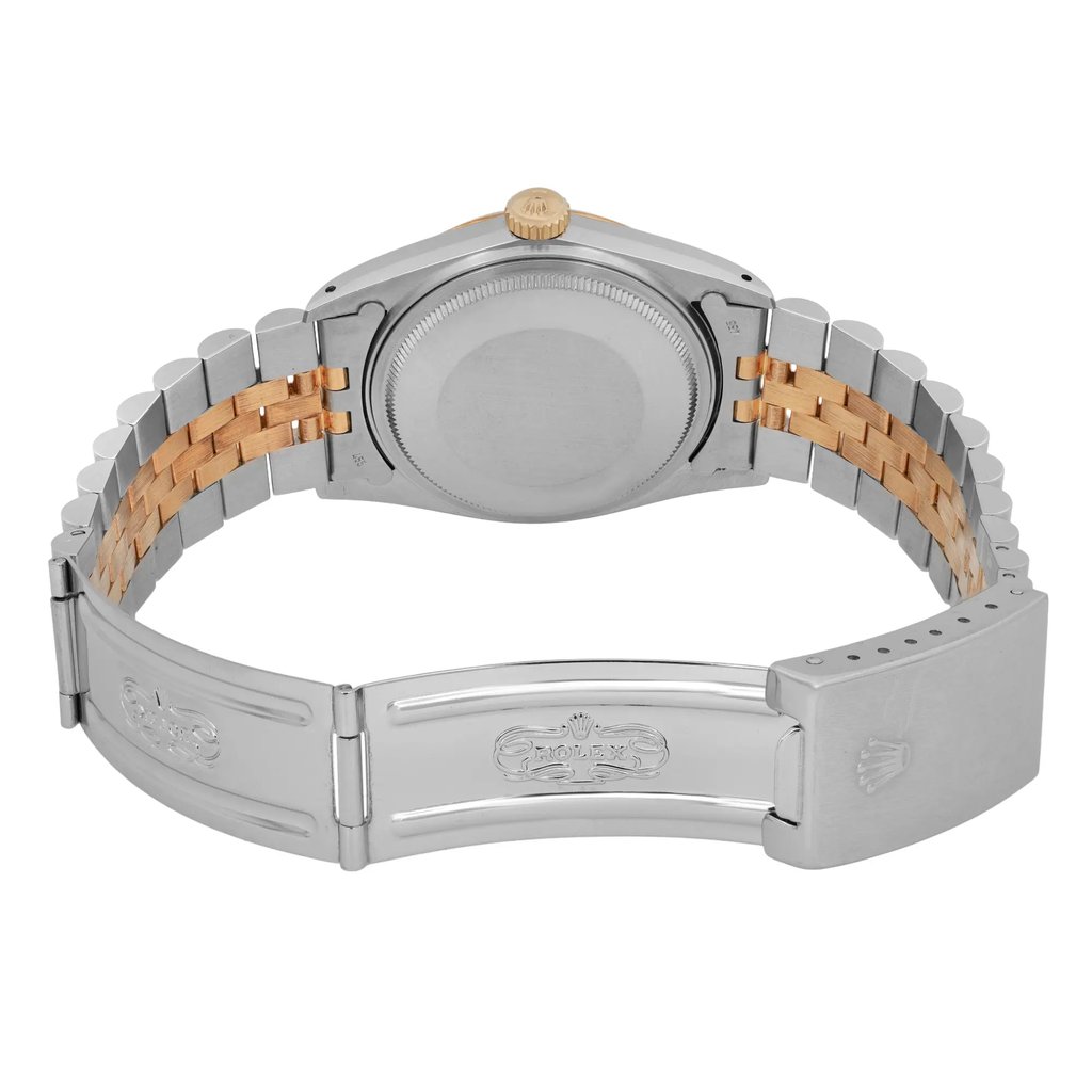 Back View Of Solid Back Case And Open Stainless Steel,Yellow Gold Band Of Rolex 16013 Watch Pre Owned Condition