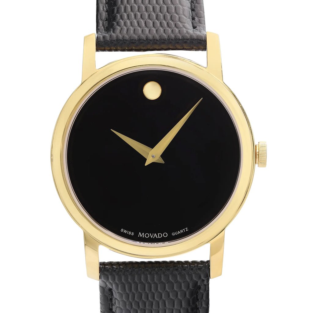 Up Close Front Facing Picture Of Movado MO.01.1.34.6002 Stainless Steel Watch Pre Owned Condition