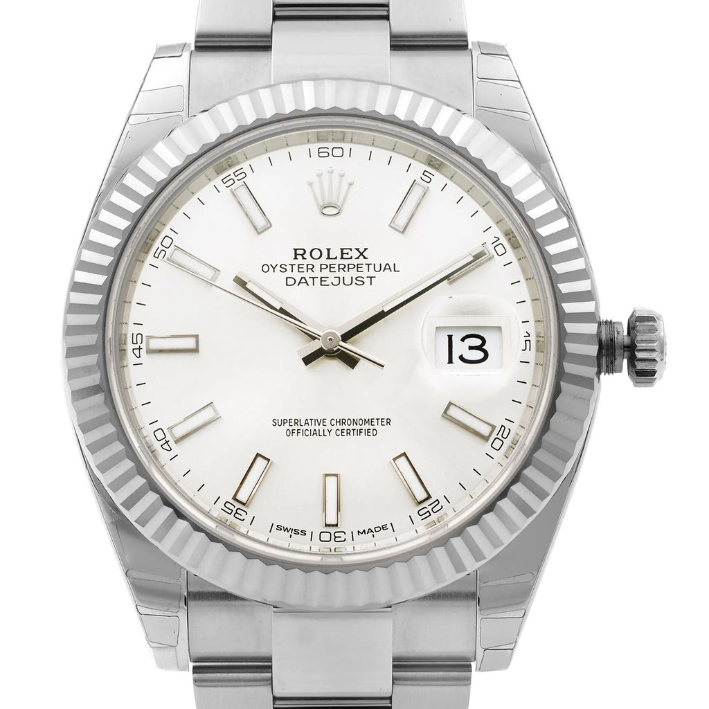 Up Close Front Facing Picture Of Rolex 126334 Stainless Steel Watch Unworn Condition