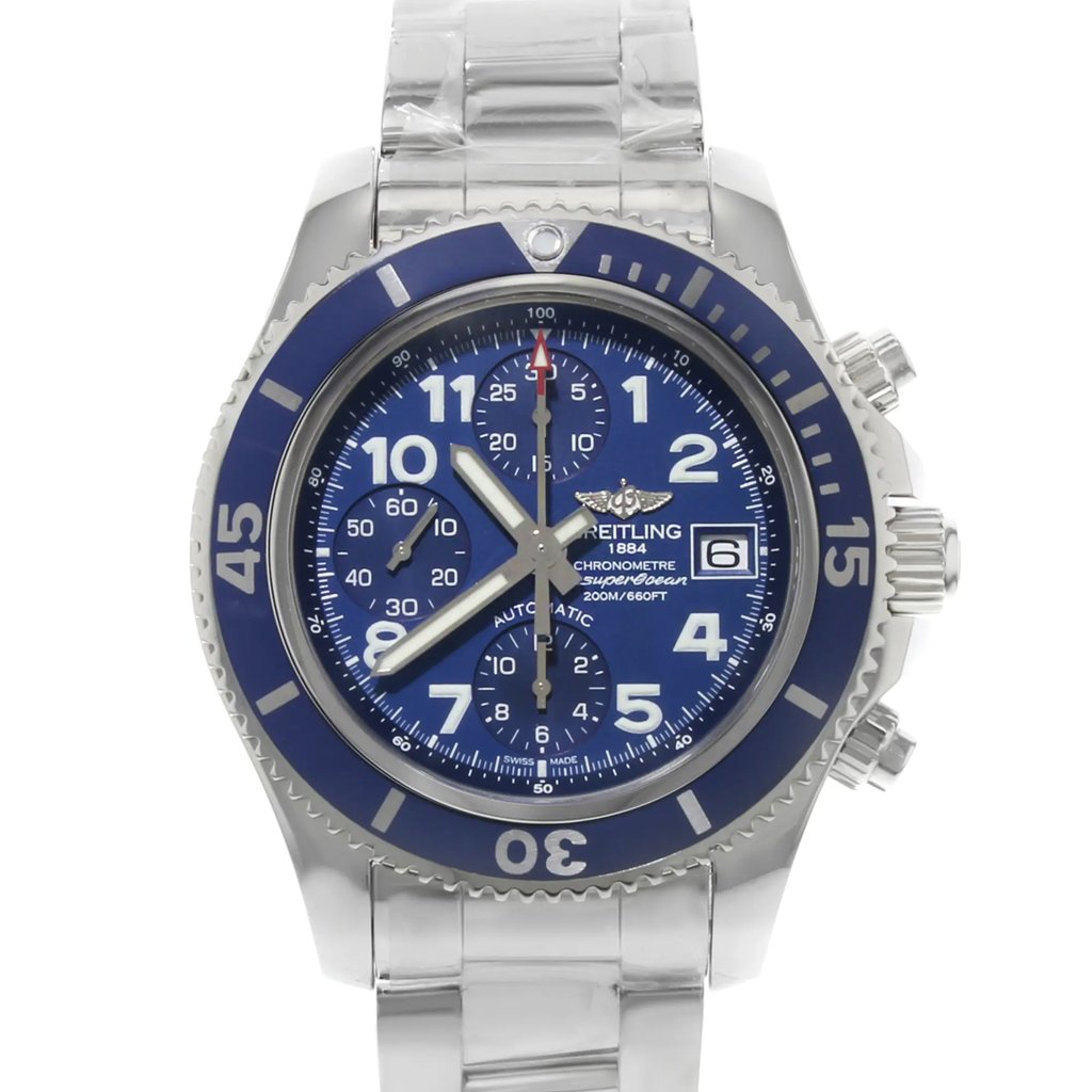 Up Close Front Facing Picture Of Breitling A13311D1/C936-161A Stainless Steel Watch Display Model Condition