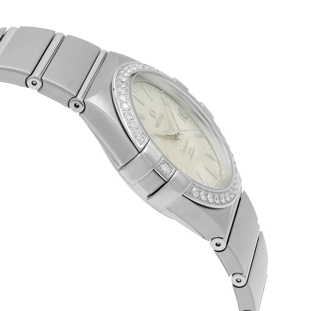 View Of Opposite Crown Facing Side Of OMEGA 123.15.35.20.02.001 Stainless Steel Watch New Without Tags Condition