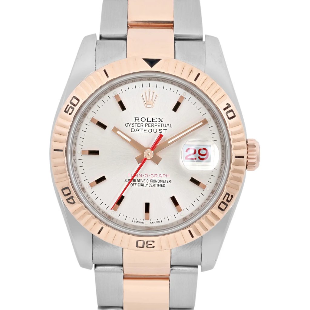Up Close Front Facing Picture Of Rolex 116261 Stainless Steel Watch Pre Owned Condition