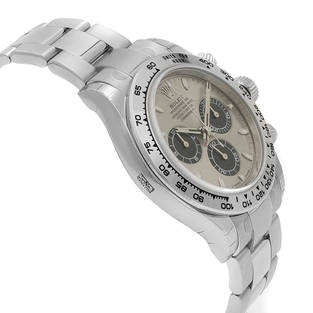 View Of Opposite Crown Facing Side Of Rolex 116509-0072 White Gold Watch Unworn Condition