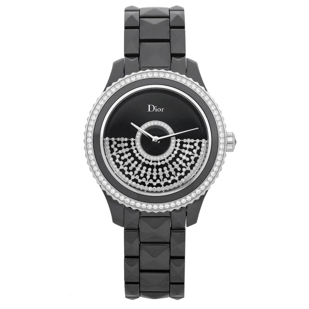 Front Full View Of Dior CD124BE3C001 Ceramic Watch Display Model Condition Excellent