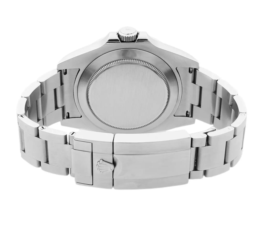 Back View Of {Caseback} Back Case And Closed Stainless Steel Band Of Rolex 216570WSO Watch Pre Owned Condition