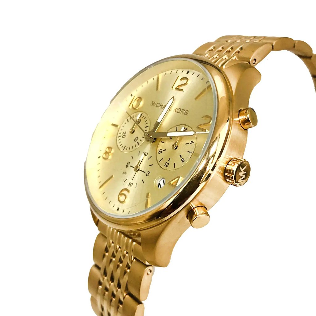 View Of Crown Facing Side Of Michael Kors MK8638 Stainless Steel Watch New With Defects Condition