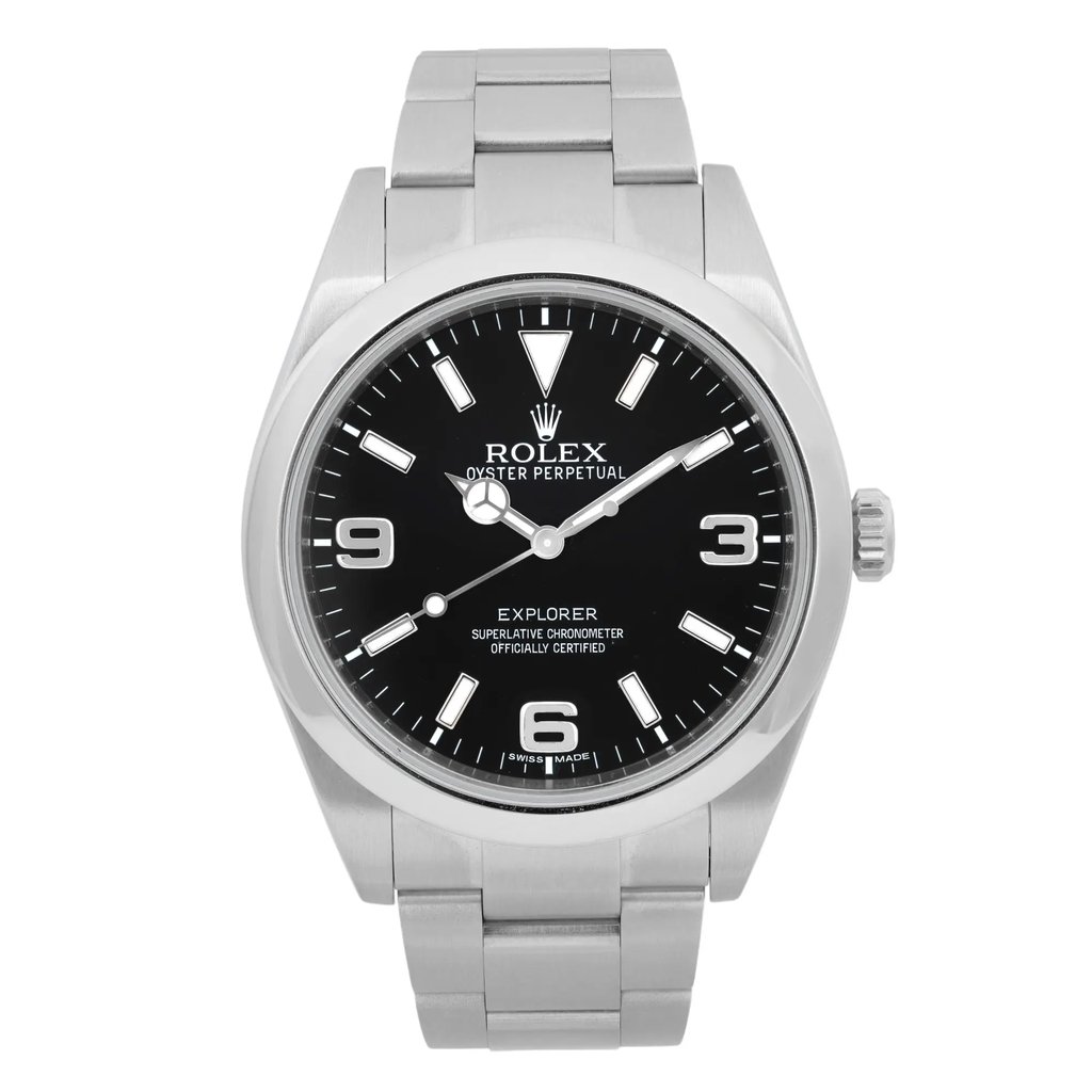 Front Full View Of Rolex 214270 Stainless Steel Watch Pre Owned Condition {Product Condition}