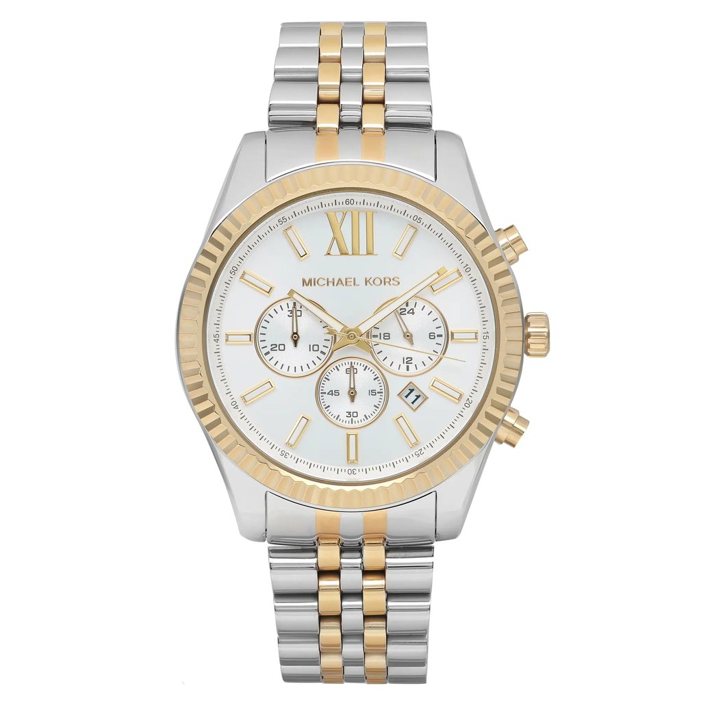 Front Full View Of Michael Kors MK8344 Stainless Steel Watch Display Model Condition Excellent