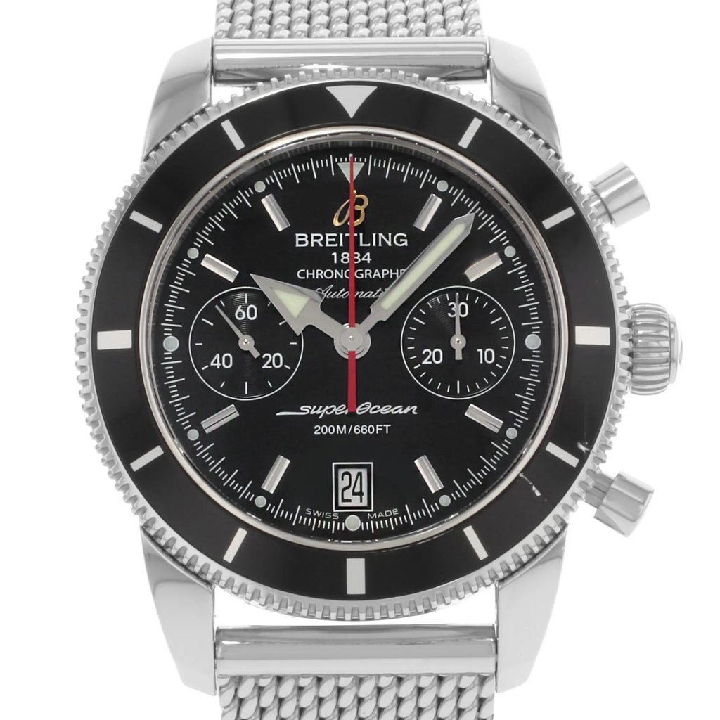 Up Close Front Facing Picture Of Breitling A2337024/BB81-154A Stainless Steel Watch Pre Owned Condition