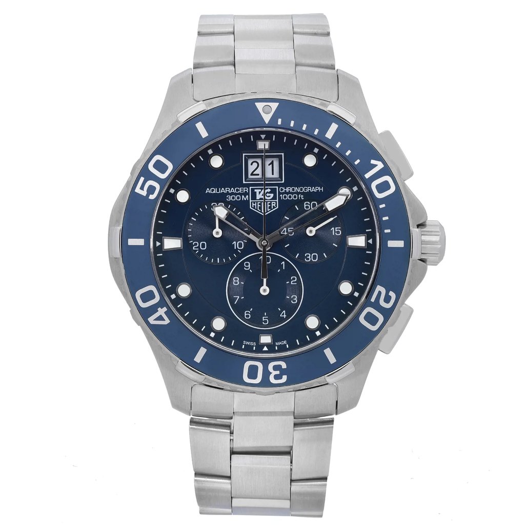 Front Full View Of TAG Heuer CAN1011.BA0821 Stainless Steel Watch Pre Owned Condition Good