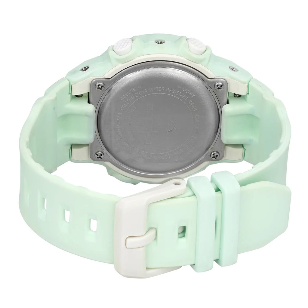 An image of a Wristwatch by Casio. This Pre Owned item is designed for Unisex Kids, featuring a Casual style. It has a Quartz movement and an Analog display with a Blue dial color. The indices include 12-Hour Dial,Stick Indexes. The band is made of Plastic and the case is made of Plastic. The watch has a Round shape with a case size of 40 mm and a case thickness of 13 mm.