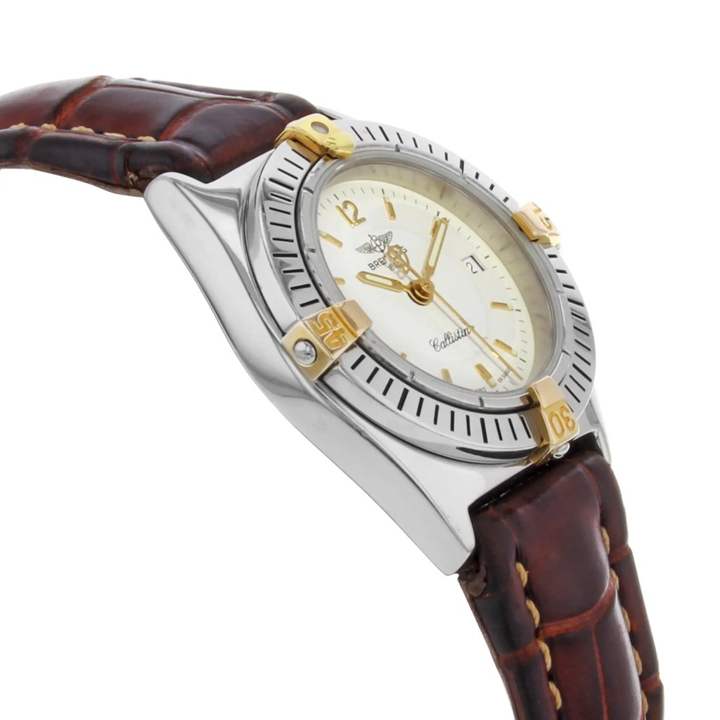 View Of Opposite Crown Facing Side Of Breitling 8020 Stainless Steel Watch Pre Owned Condition