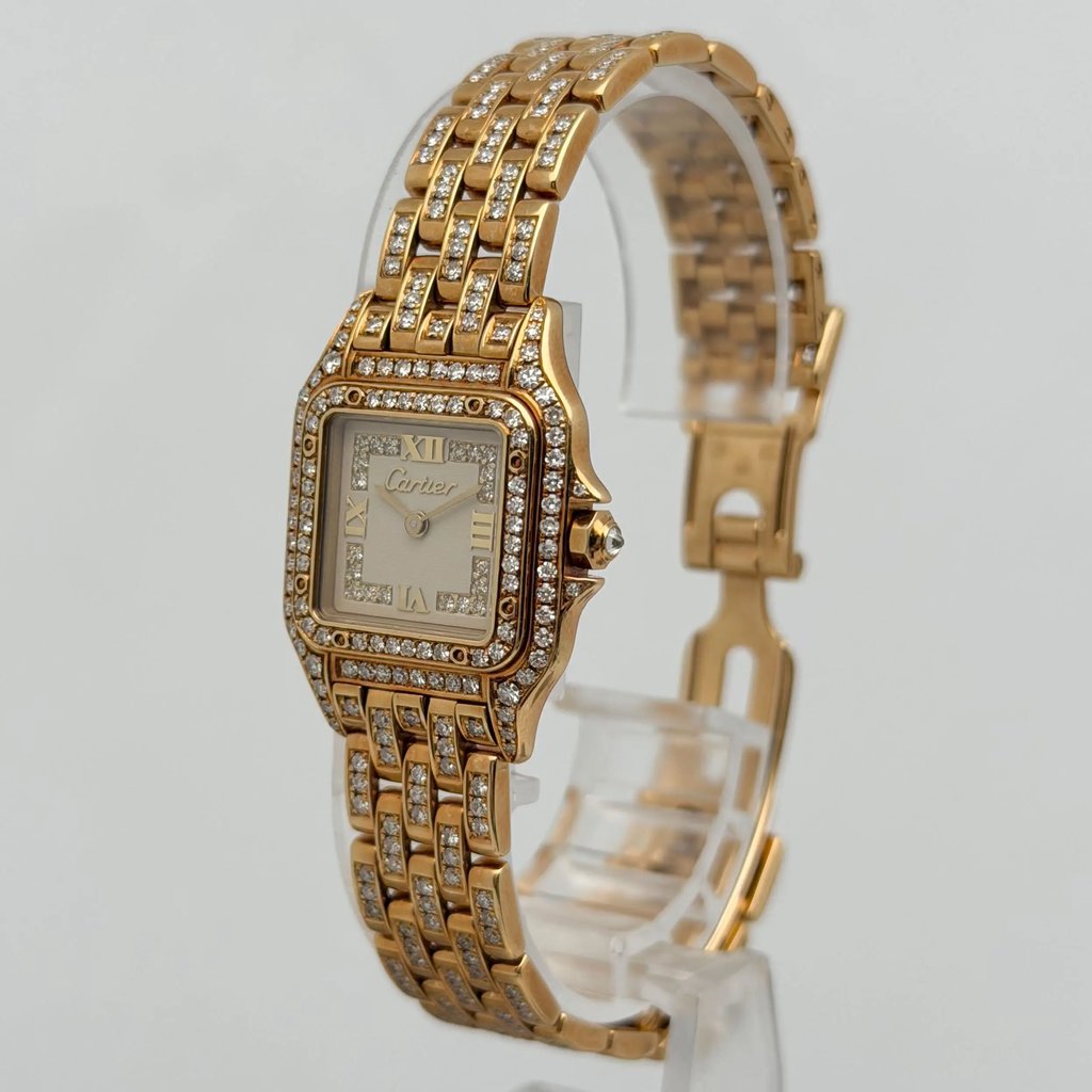 View Of Crown Facing Side Of Cartier WF3072FF Rose Gold Watch Pre Owned Condition