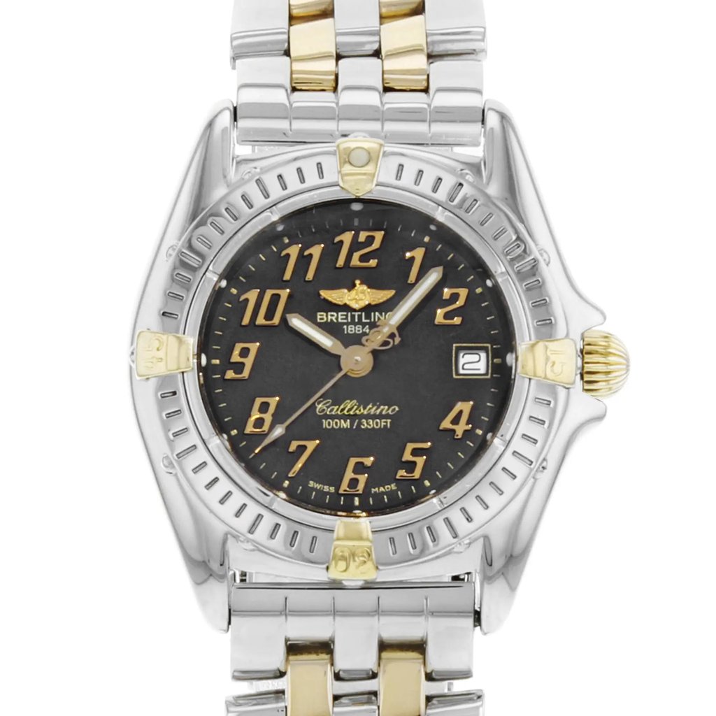 Up Close Front Facing Picture Of Breitling B52045.1 Stainless Steel Watch Pre Owned Condition