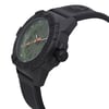 An image of a Wristwatch by Luminox. This Display Model item is designed for Men, featuring a Casual,Diver style. It has a Quartz movement and an Analog display with a Green dial color. The indices include 12-Hour Dial,Arabic Numerals,Easy to Read/Large Numerals. The band is made of Rubber and the case is made of Carbonox. The watch has a Round shape with a case size of 45 mm and a case thickness of 13 mm.