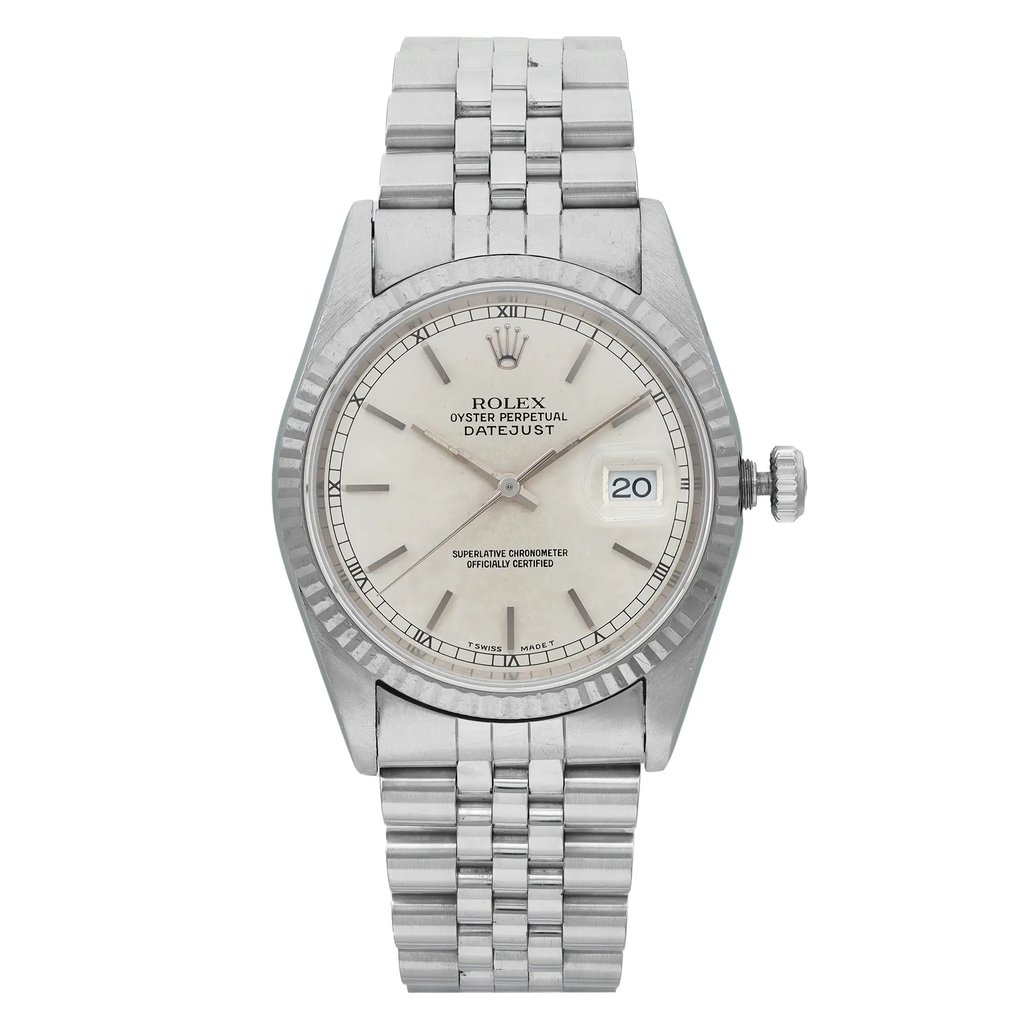 Front Full View Of Rolex 16234 Stainless Steel Watch Pre Owned Condition Good